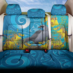 New Zealand Kokako Bird Back Car Seat Cover Maori Koru With Kowhai Flowers - Aussie Hoodie