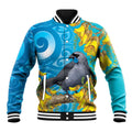 New Zealand Kokako Bird Baseball Jacket Maori Koru With Kowhai Flowers - Aussie Hoodie