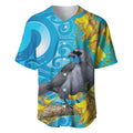 New Zealand Kokako Bird Baseball Jersey Maori Koru With Kowhai Flowers - Aussie Hoodie