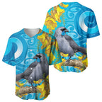 New Zealand Kokako Bird Baseball Jersey Maori Koru With Kowhai Flowers - Aussie Hoodie