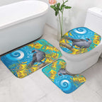 New Zealand Kokako Bird Bathroom Set Maori Koru With Kowhai Flowers - Aussie Hoodie