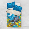 New Zealand Kokako Bird Bedding Set Maori Koru With Kowhai Flowers - Aussie Hoodie