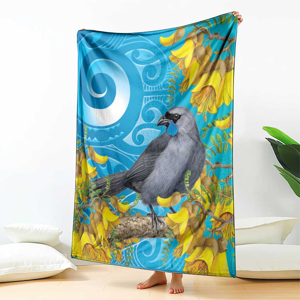 New Zealand Kokako Bird Blanket Maori Koru With Kowhai Flowers - Aussie Hoodie