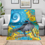 New Zealand Kokako Bird Blanket Maori Koru With Kowhai Flowers - Aussie Hoodie