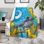 New Zealand Kokako Bird Blanket Maori Koru With Kowhai Flowers - Aussie Hoodie