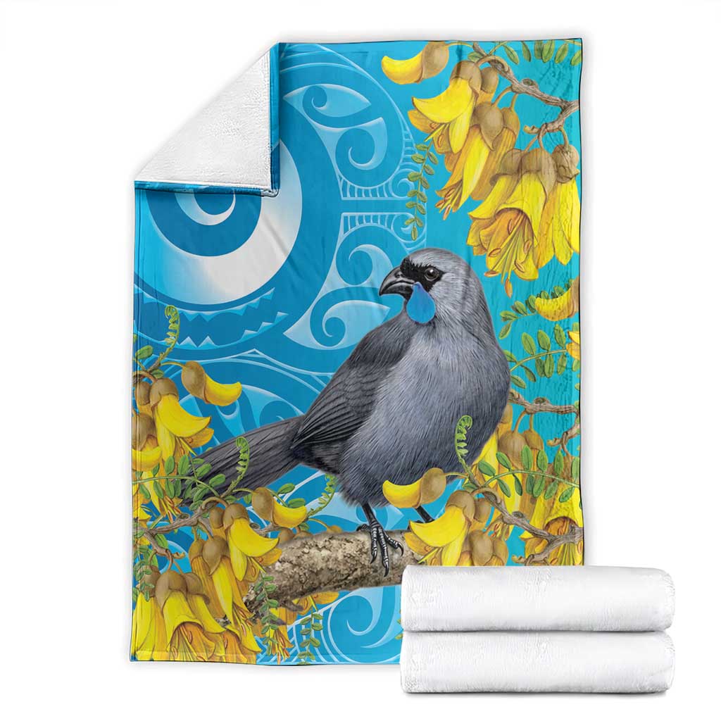 New Zealand Kokako Bird Blanket Maori Koru With Kowhai Flowers - Aussie Hoodie