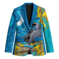 New Zealand Kokako Bird Blazer Maori Koru With Kowhai Flowers - Aussie Hoodie