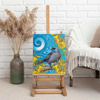 New Zealand Kokako Bird Canvas Wall Art Maori Koru With Kowhai Flowers - Aussie Hoodie