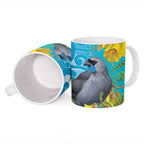 New Zealand Kokako Bird Ceramic Mug Maori Koru With Kowhai Flowers - Aussie Hoodie