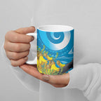 New Zealand Kokako Bird Ceramic Mug Maori Koru With Kowhai Flowers - Aussie Hoodie