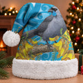 New Zealand Kokako Bird Christmas Santa Hat Maori Koru With Kowhai Flowers