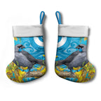 New Zealand Kokako Bird Christmas Stocking Maori Koru With Kowhai Flowers