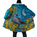 New Zealand Kokako Bird Cloak Maori Koru With Kowhai Flowers - Aussie Hoodie