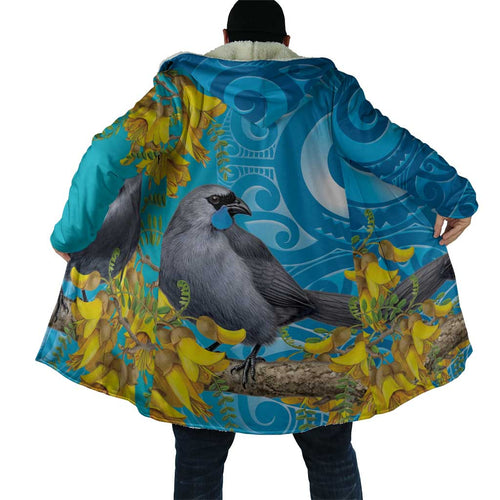 New Zealand Kokako Bird Cloak Maori Koru With Kowhai Flowers - Aussie Hoodie