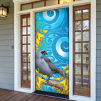 New Zealand Kokako Bird Door Cover Maori Koru With Kowhai Flowers - Aussie Hoodie