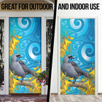 New Zealand Kokako Bird Door Cover Maori Koru With Kowhai Flowers - Aussie Hoodie