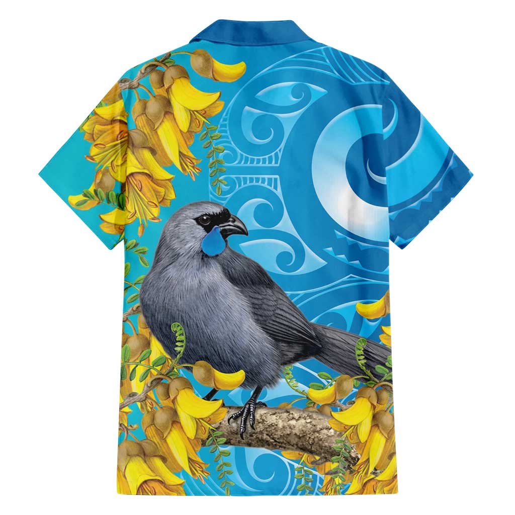 New Zealand Kokako Bird Family Matching Mermaid Dress and Hawaiian Shirt Maori Koru With Kowhai Flowers
