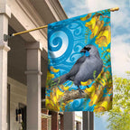 New Zealand Kokako Bird Garden Flag Maori Koru With Kowhai Flowers - Aussie Hoodie