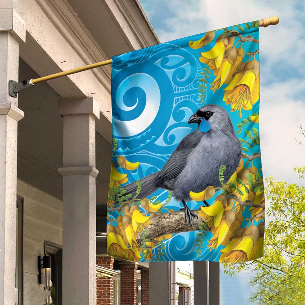 New Zealand Kokako Bird Garden Flag Maori Koru With Kowhai Flowers - Aussie Hoodie