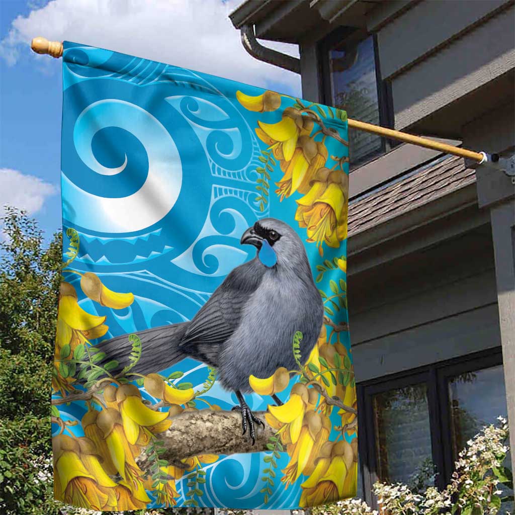 New Zealand Kokako Bird Garden Flag Maori Koru With Kowhai Flowers - Aussie Hoodie