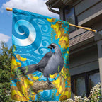 New Zealand Kokako Bird Garden Flag Maori Koru With Kowhai Flowers - Aussie Hoodie