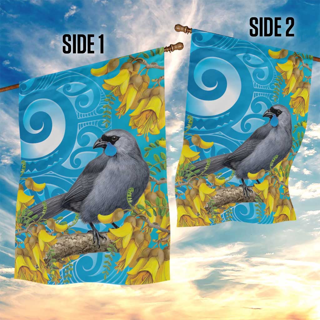 New Zealand Kokako Bird Garden Flag Maori Koru With Kowhai Flowers - Aussie Hoodie