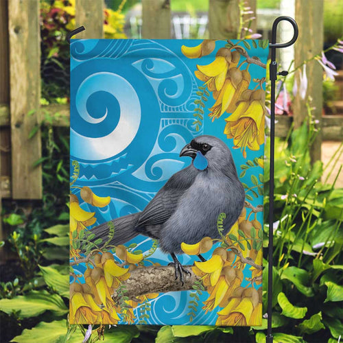 New Zealand Kokako Bird Garden Flag Maori Koru With Kowhai Flowers - Aussie Hoodie