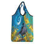New Zealand Kokako Bird Grocery Bag Maori Koru With Kowhai Flowers - Aussie Hoodie