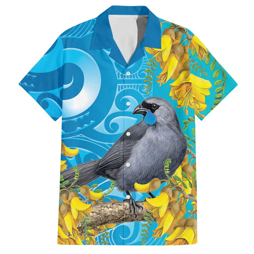 New Zealand Kokako Bird Hawaiian Shirt Maori Koru With Kowhai Flowers - Aussie Hoodie