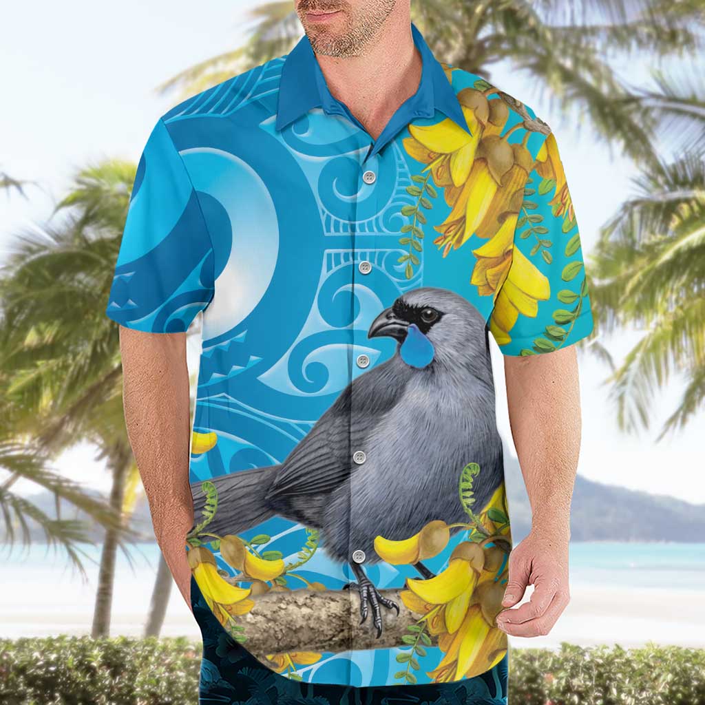 New Zealand Kokako Bird Hawaiian Shirt Maori Koru With Kowhai Flowers - Aussie Hoodie