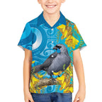 New Zealand Kokako Bird Hawaiian Shirt Maori Koru With Kowhai Flowers - Aussie Hoodie