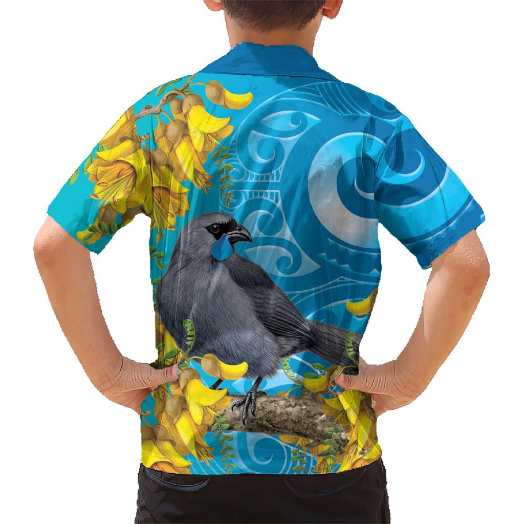 New Zealand Kokako Bird Hawaiian Shirt Maori Koru With Kowhai Flowers - Aussie Hoodie