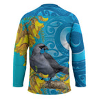 New Zealand Kokako Bird Hockey Jersey Maori Koru With Kowhai Flowers - Aussie Hoodie