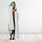 New Zealand Kokako Bird Hooded Blanket Maori Koru With Kowhai Flowers - Aussie Hoodie