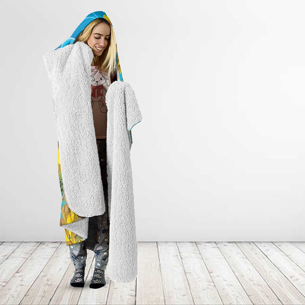 New Zealand Kokako Bird Hooded Blanket Maori Koru With Kowhai Flowers - Aussie Hoodie