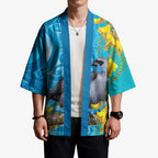 New Zealand Kokako Bird Kimono Maori Koru With Kowhai Flowers - Aussie Hoodie