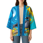 New Zealand Kokako Bird Kimono Maori Koru With Kowhai Flowers - Aussie Hoodie