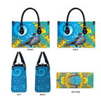 New Zealand Kokako Bird Leather Bag Maori Koru With Kowhai Flowers - Aussie Hoodie