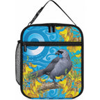 New Zealand Kokako Bird Lunch Bag Maori Koru With Kowhai Flowers