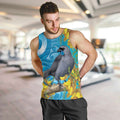 New Zealand Kokako Bird Men Tank Top Maori Koru With Kowhai Flowers - Aussie Hoodie