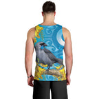 New Zealand Kokako Bird Men Tank Top Maori Koru With Kowhai Flowers - Aussie Hoodie