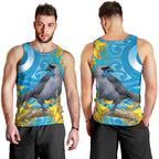 New Zealand Kokako Bird Men Tank Top Maori Koru With Kowhai Flowers - Aussie Hoodie