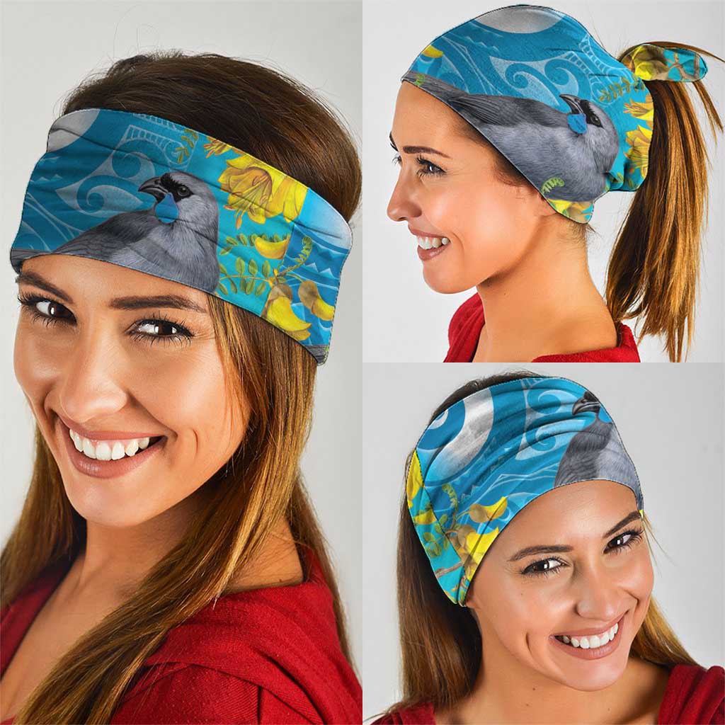 New Zealand Kokako Bird Neck Gaiter Maori Koru With Kowhai Flowers - Aussie Hoodie