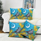 New Zealand Kokako Bird Pillow Cover Maori Koru With Kowhai Flowers - Aussie Hoodie