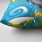 New Zealand Kokako Bird Pillow Cover Maori Koru With Kowhai Flowers - Aussie Hoodie