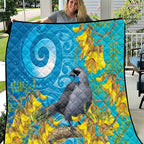 New Zealand Kokako Bird Quilt Maori Koru With Kowhai Flowers - Aussie Hoodie