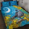 New Zealand Kokako Bird Quilt Bed Set Maori Koru With Kowhai Flowers - Aussie Hoodie