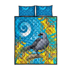 New Zealand Kokako Bird Quilt Bed Set Maori Koru With Kowhai Flowers - Aussie Hoodie