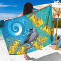 New Zealand Kokako Bird Sarong Maori Koru With Kowhai Flowers - Aussie Hoodie