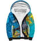New Zealand Kokako Bird Sherpa Hoodie Maori Koru With Kowhai Flowers - Aussie Hoodie